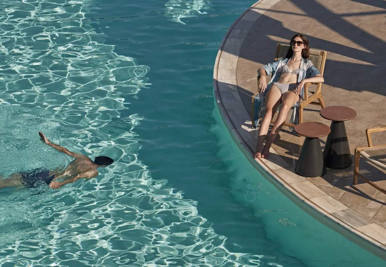 Large pool relaxation hotel for couples and families at Aulus Lindos Rhodes