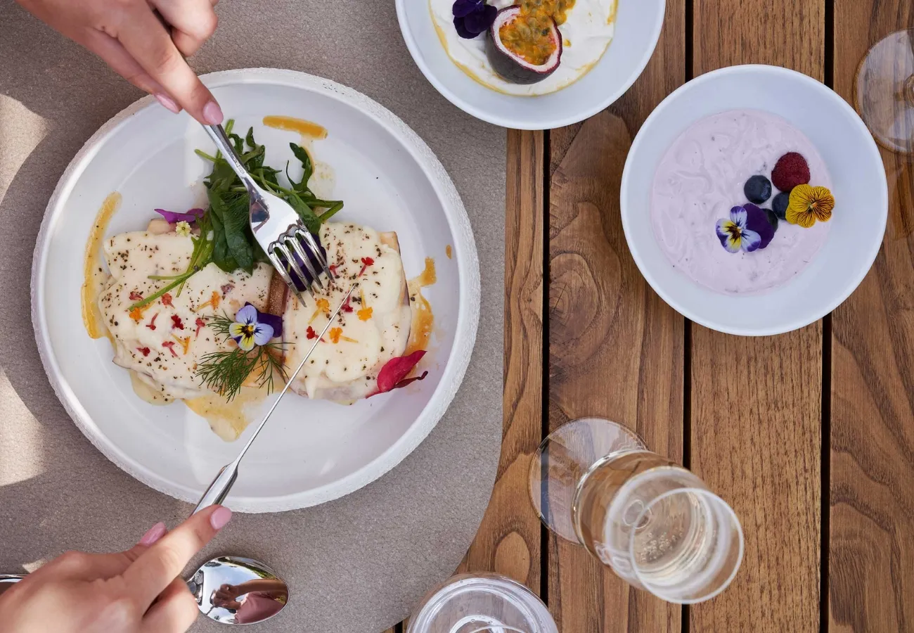 Mediterranean cuisine at Aulus Lindos Rhodes luxury resort