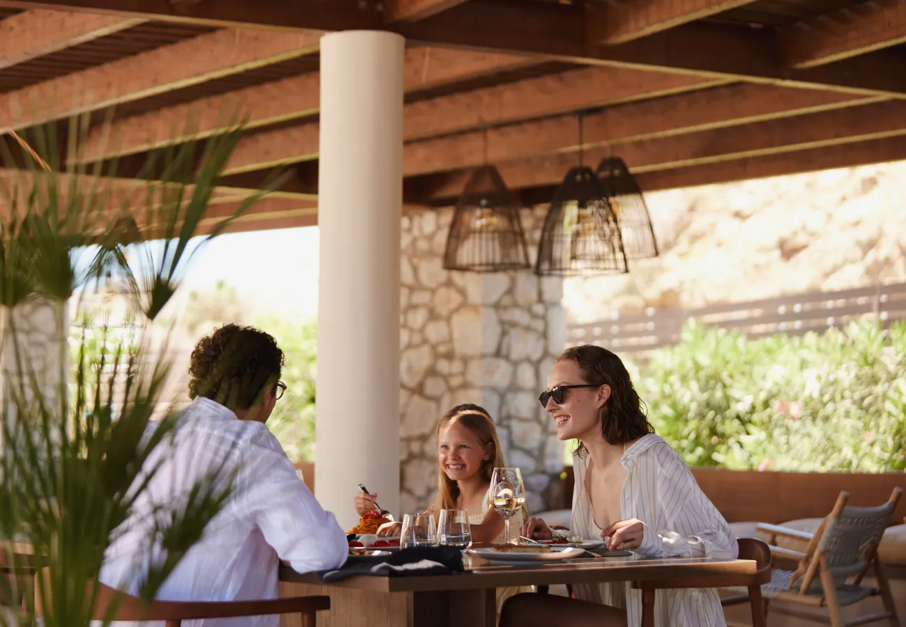 Authentic Italian cuisine served at Tesoro Mio restaurant at Aulūs Lindos Rhodes
