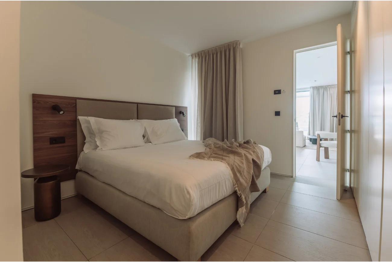 Sapphire Two Bedroom Suite with Sea View and Private Pool master bedroom with king bed