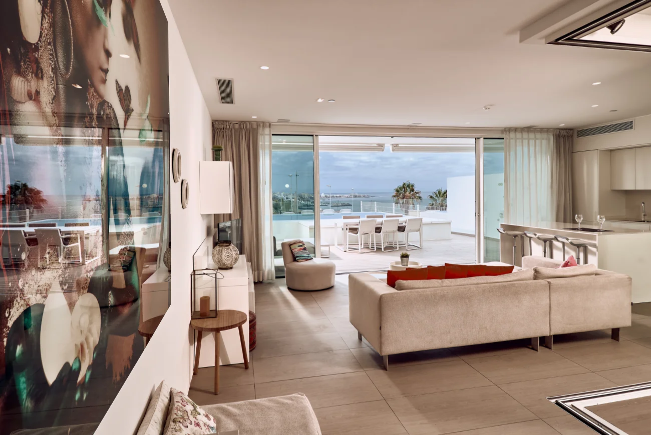 Sapphire Two Bedroom Suite with Sea View and Private Pool open-plan living area with sea view