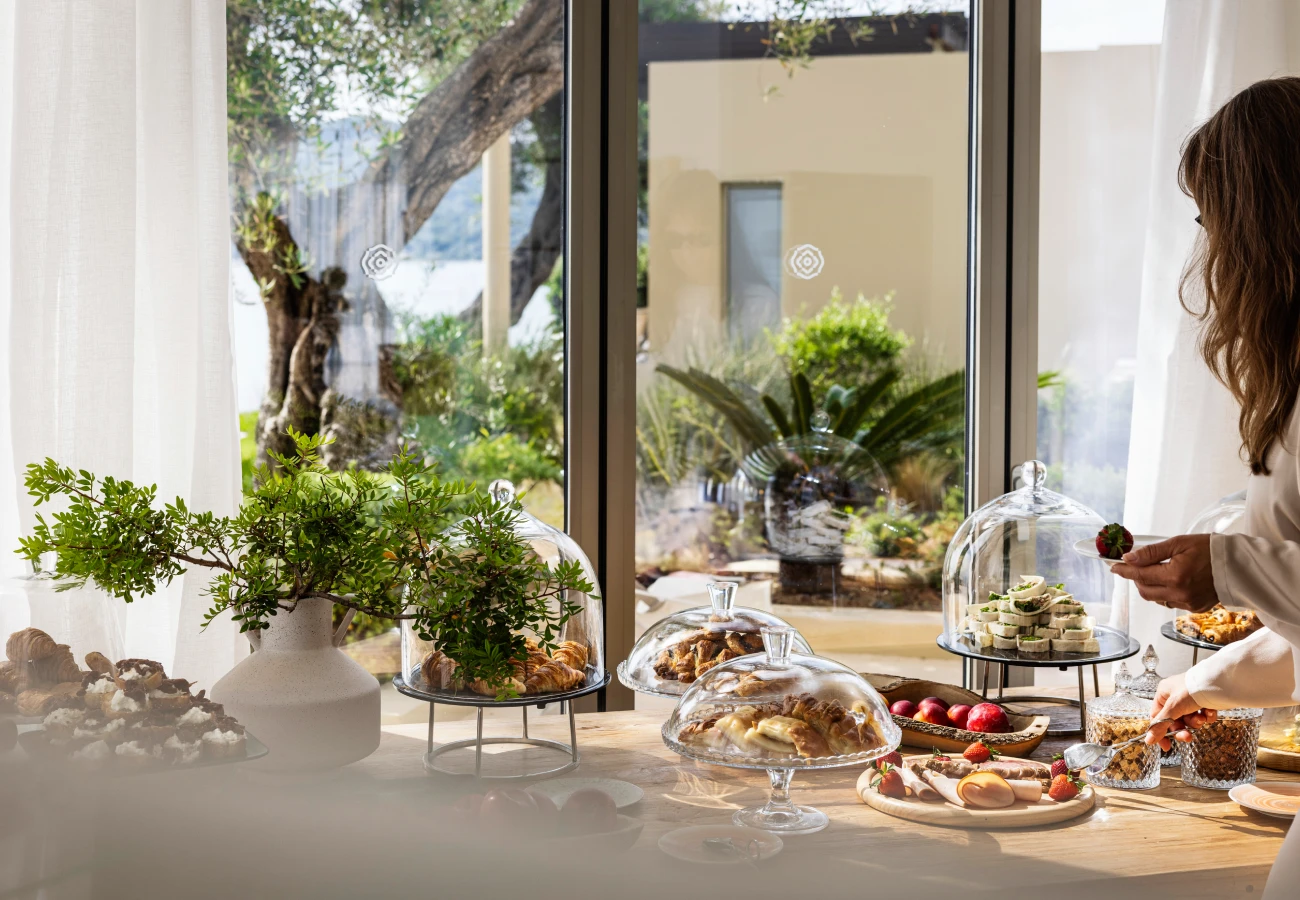 Haute Living room in Domes Miramare with a variety of drinks and snacks throughout the day