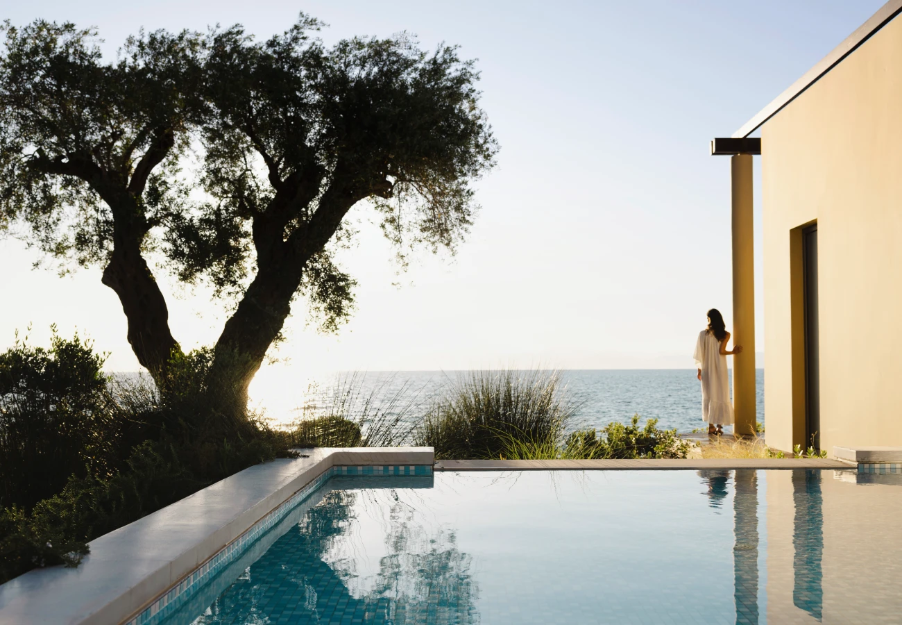 Olive tree and pool in Haute Living room in Domes Miramare