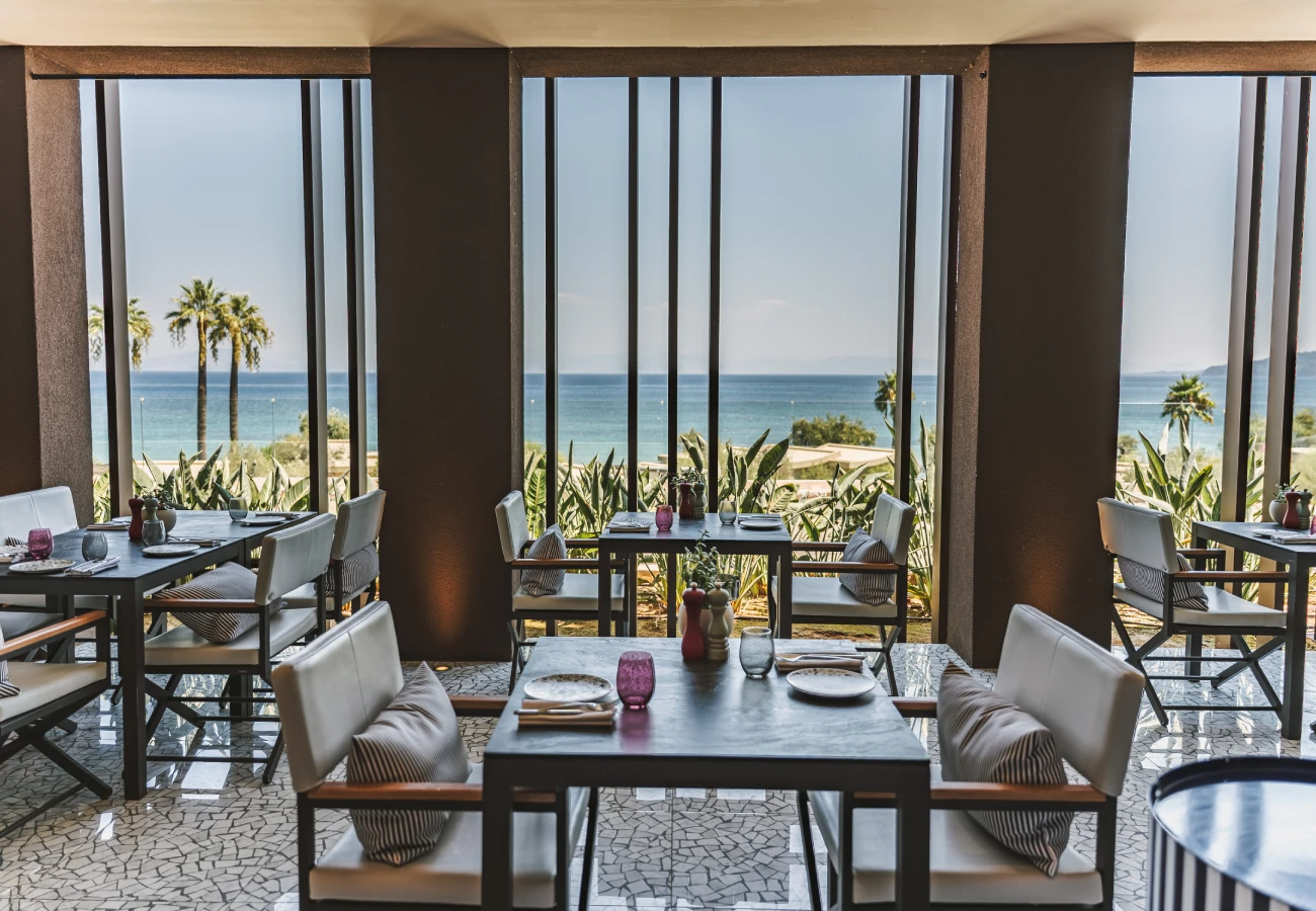 Ionian Sea view from Domes Miramare by the Sea Restaurant in Corfu